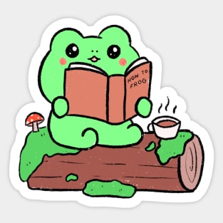 Reading Frog Sticker